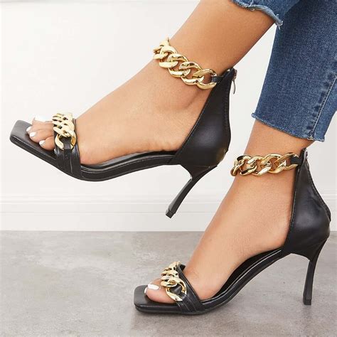 versace square toe chain stiletto sandals|Versace sandals saks.